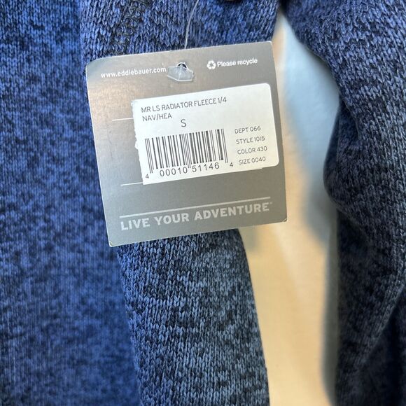 Eddie Bauer Sweater Men’s Small Navy Radiator Fleece 1/4 Zip Pullover Gorpcore - Picture 6 of 12